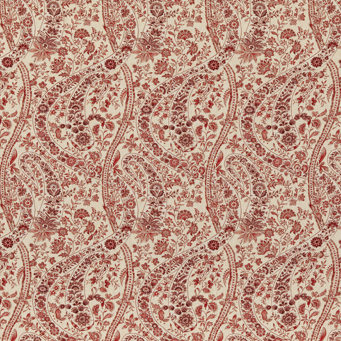 G P & J Baker Fabric Bukhara Paisley Red Fabric LINEN - 100% United Kingdom </p><p>Repeat: H: 13.593, V: 23.64 54.372 - My Fabric Connection -