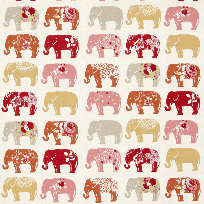 Clarke And Clarke Fabric Elephants Spice CLARKE & CLARKE BLIGHTY COTTON - 100% Turkey MEDIUM Horizontal: and Vertical: 54 - My Fabric Connection -