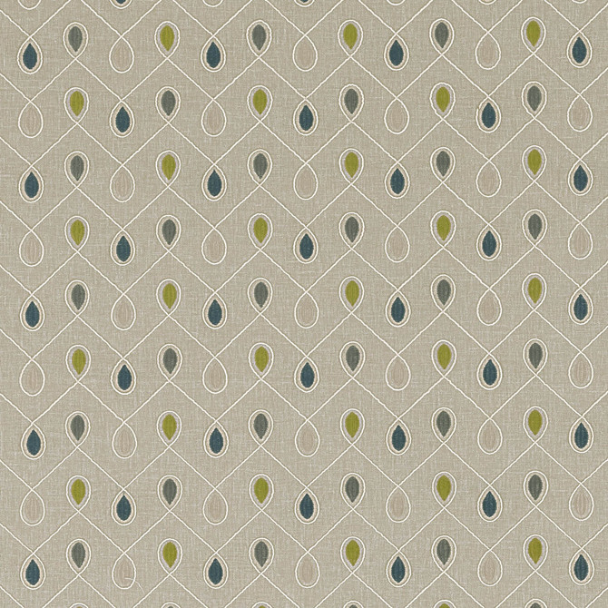 Clarke And Clarke Fabric Healey Teal/Acacia Fabric POLYESTER - 52%;COTTON - 48% India </p><p>Repeat: H: 6.3, V: 4.53 54 - My Fabric Connection -