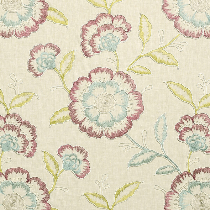 Clarke And Clarke Fabric Richmond Raspberry/Duckegg CLARKE & CLARKE RICHMOND POLYESTER - 52%;COTTON - 48% India Horizontal: 16.93 and Vertical: 18.9 54 - My Fabric Connection -