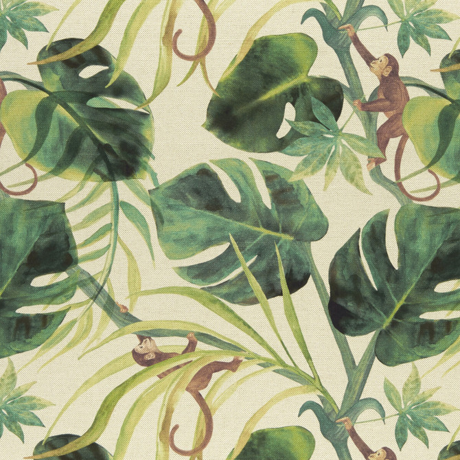 Clarke And Clarke Fabric Monkey Business Natural CLARKE & CLARKE COLONY COTTON - 60%;LINEN - 40% Spain HEAVY Horizontal: 17.99 and Vertical: 17.52 54 - My Fabric Connection -