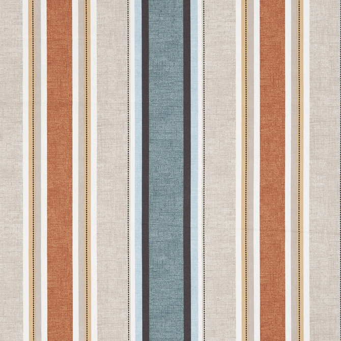 Clarke And Clarke Fabric Luella Teal/Spice CLARKE & CLARKE OCTAVIA COTTON - 100% Turkey MEDIUM Horizontal: 13.5 and Vertical: 0 54 - My Fabric Connection -