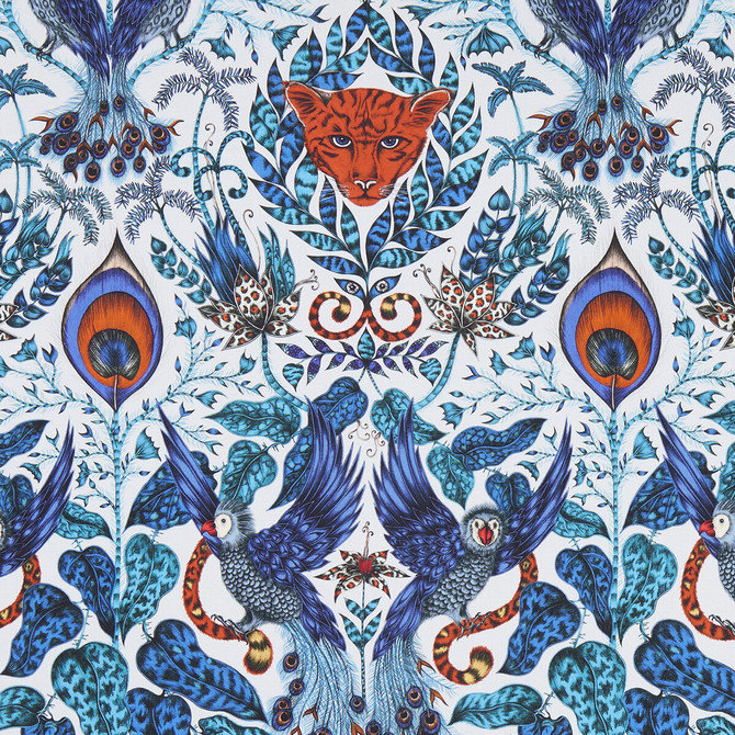 Clarke And Clarke Fabric Amazon Blue ANIMALIA BY EMMA J SHIPLEY FOR C&C COTTON - 100% United Kingdom HEAVY Horizontal: 13.58 and Vertical: 24.61 54 - My Fabric Connection -