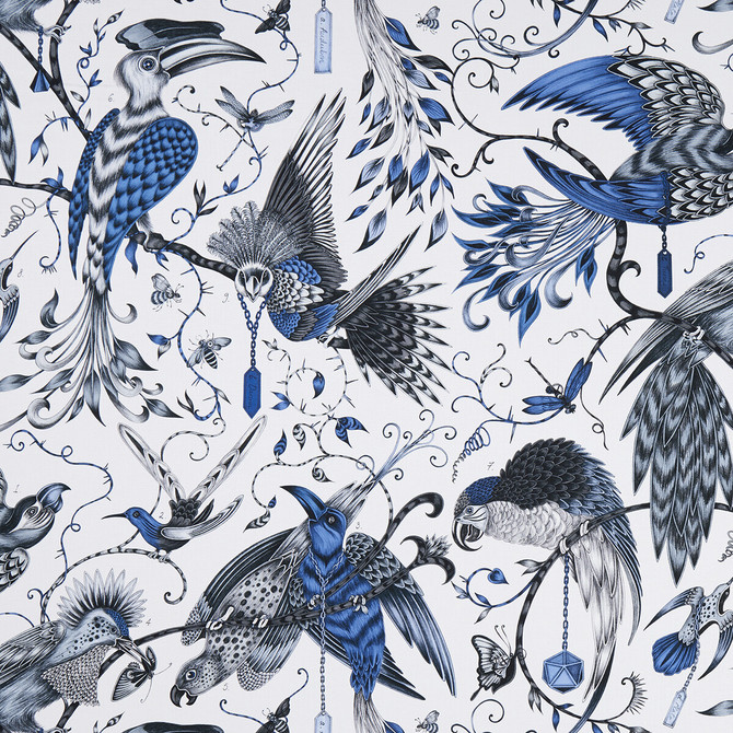 Clarke And Clarke Fabric Audubon Blue ANIMALIA BY EMMA J SHIPLEY FOR C&C COTTON - 100% United Kingdom HEAVY Horizontal: 54.33 and Vertical: 26.97 54 - My Fabric Connection -