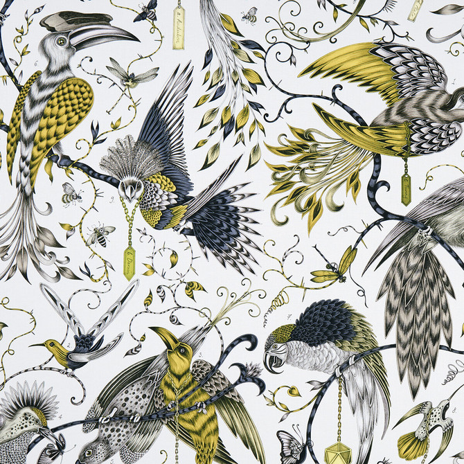 Clarke And Clarke Fabric Audubon Gold ANIMALIA BY EMMA J SHIPLEY FOR C&C COTTON - 100% United Kingdom HEAVY Horizontal: 54.33 and Vertical: 26.97 54 - My Fabric Connection -