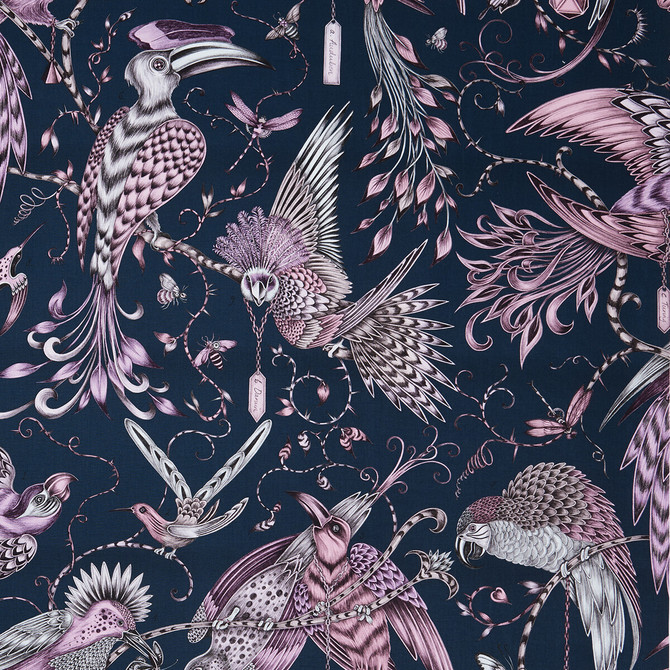 Clarke And Clarke Fabric Audubon Pink ANIMALIA BY EMMA J SHIPLEY FOR C&C COTTON - 100% United Kingdom HEAVY Horizontal: 54.33 and Vertical: 26.97 54 - My Fabric Connection -
