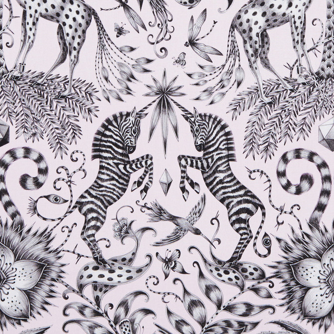 Clarke And Clarke Fabric Kruger Pink ANIMALIA BY EMMA J SHIPLEY FOR C&C COTTON - 100% United Kingdom HEAVY Horizontal: 13.58 and Vertical: 22.44 54 - My Fabric Connection -