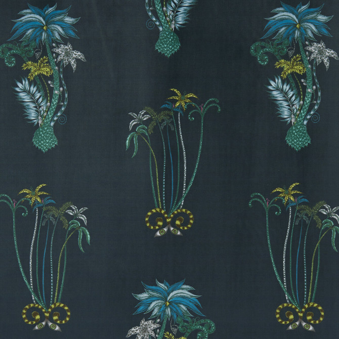 Clarke And Clarke Fabric Jungle Velvet Navy ANIMALIA BY EMMA J SHIPLEY FOR C&C POLYESTER - 100% Spain HEAVY Horizontal: 17.95 and Vertical: 26.18 54 - My Fabric Connection -