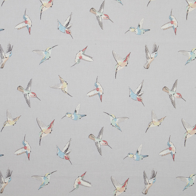 Clarke And Clarke Fabric Hummingbird Grey CLARKE & CLARKE OASIS WP & FABRIC COTTON - 100% Spain MEDIUM Horizontal: - and Vertical: - 54.375 - My Fabric Connection -