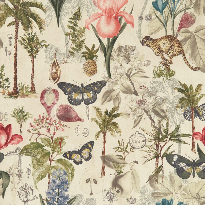Clarke And Clarke Fabric Botany Tropical Fabric COTTON - 100% India HEAVY </p><p>Repeat: H: 27.125, V: 27.125 55.125 - My Fabric Connection -