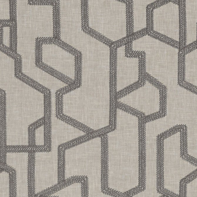 Clarke And Clarke Fabric Labyrinth Charcoal CLARKE & CLARKE EXOTICA POLYESTER - 52%;COTTON - 48% India Horizontal: 12.875 and Vertical: 12.5 54 - My Fabric Connection -