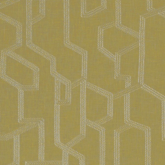 Clarke And Clarke Fabric Labyrinth Citron CLARKE & CLARKE EXOTICA POLYESTER - 52%;COTTON - 48% India Horizontal: 12.875 and Vertical: 12.5 54 - My Fabric Connection -