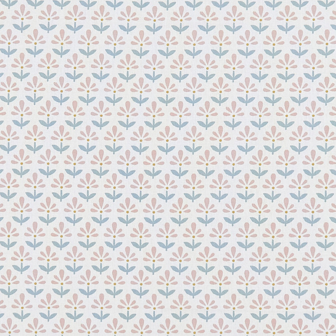 Clarke And Clarke Fabric Fleur Blush/Mineral CLARKE & CLARKE CO-ORDINATES COTTON - 100% Turkey MEDIUM Horizontal: 1.375 and Vertical: 2.5 54 - My Fabric Connection -