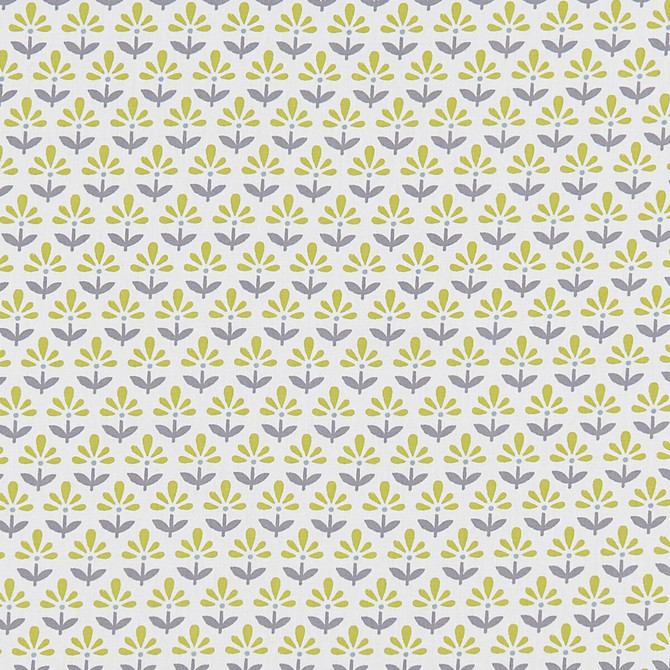 Clarke And Clarke Fabric Fleur Chartreuse/Charcoal CLARKE & CLARKE CO-ORDINATES COTTON - 100% Turkey MEDIUM Horizontal: 1.375 and Vertical: 2.5 54 - My Fabric Connection -