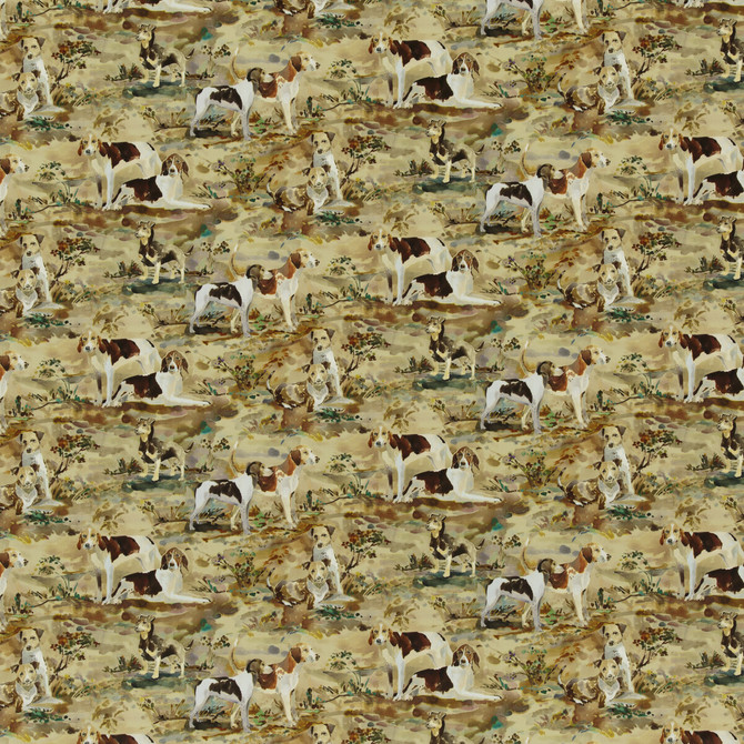 Mulberry Fabric Mulberry Hounds Velvet Multi FESTIVAL COTTON - 88%;POLYESTER - 12% Austria HEAVY Horizontal: 35.854 and Vertical: 12.214 53.584 - My Fabric Connection -