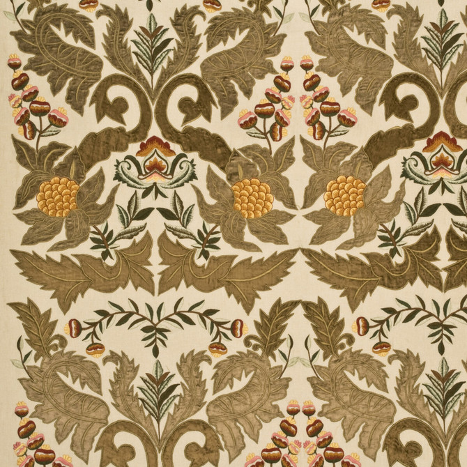 Mulberry Fabric Constantine Linen Sage/Gold GRANDIFLORA II LINEN - 58%;VISCOSE - 42% India - Horizontal: 25.61 and Vertical: 29.55 51.22 - My Fabric Connection -