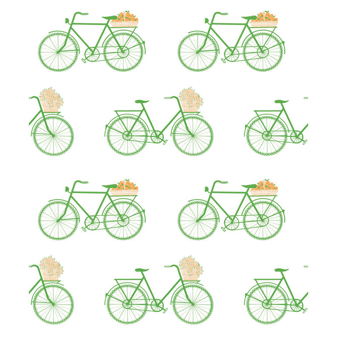 Gaston Y Daniela Wallcovering Bicicletas Verde GASTON LIBRERIA PAPER - 100% Spain - Horizontal: 0 and Vertical: 12.6 20.8 - My Fabric Connection -