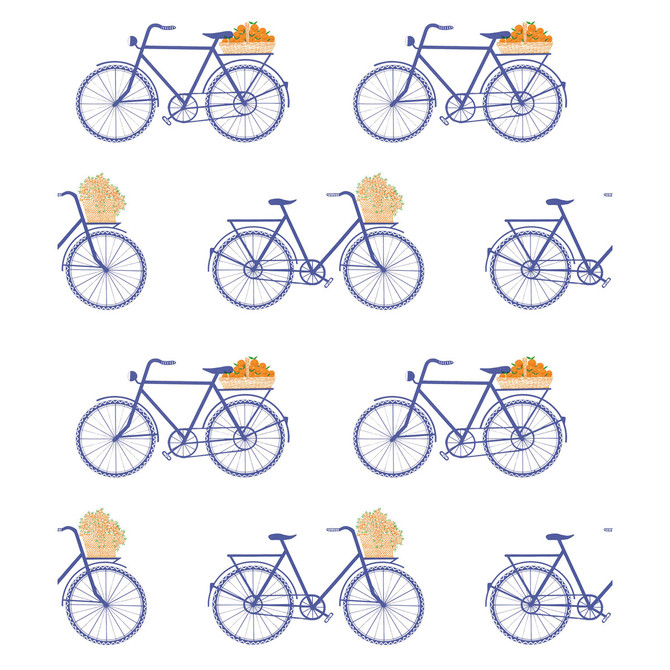 Gaston Y Daniela Wallcovering Bicicletas Azul Wallcovering PAPER - 100% Spain </p><p>Repeat: H: 0, V: 12.6 20.8 - My Fabric Connection -