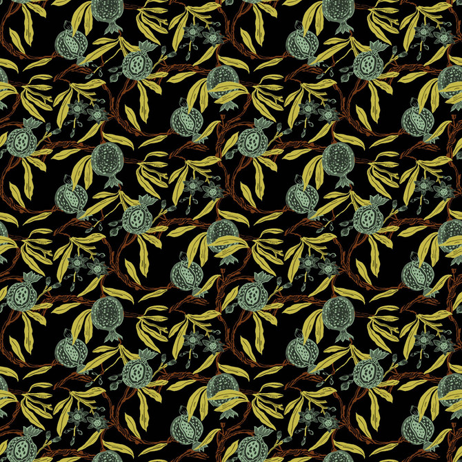 Gaston Y Daniela Wallcovering Granadas Blancoberenjena GASTON LIBRERIA PAPER - 100% Spain Horizontal: 0 and Vertical: 6.8 20.8 - My Fabric Connection -