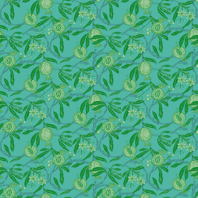 Gaston Y Daniela Wallcovering Granadas Verde/Azul GASTON LIBRERIA PAPER - 100% Spain Horizontal: 0 and Vertical: 6.8 20.8 - My Fabric Connection -