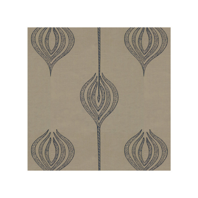 Groundworks Fabric Tulip Embroidery Blue ALLEGRA HICKS II COLLECTION SILK - 61%;LINEN - 39% India Horizontal: 12.75 and Vertical: 15 54 - My Fabric Connection -