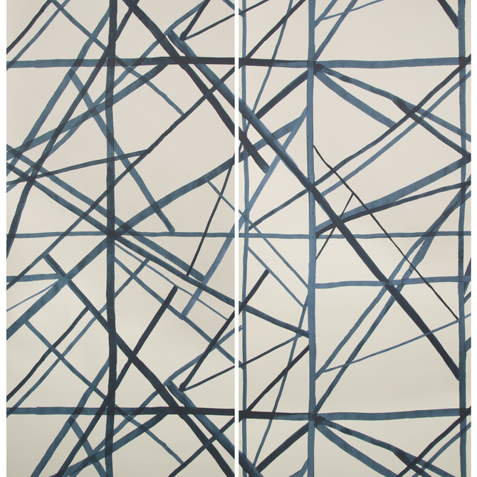 Groundworks Wallcovering Channels Paper Periwinkle/Oat KELLY WEARSTLER WALLPAPERS PAPER - 100% United States - Horizontal: 55 and Vertical: 41.25 55 - My Fabric Connection -