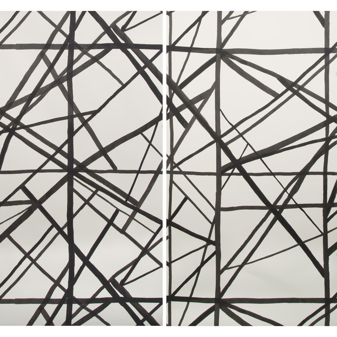 Groundworks Wallcovering Channels Paper Ebony/Ivry KELLY WEARSTLER WALLPAPERS PAPER - 100% United States - Horizontal: 55 and Vertical: 41.25 55 - My Fabric Connection -