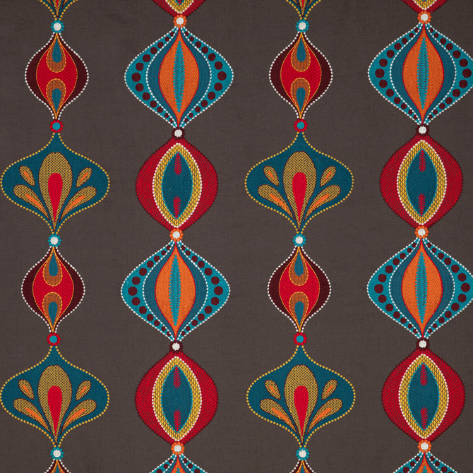 Baker Lifestyle Fabric Viva Teal/Spice FIESTA POLYESTER - 40%;LINEN - 35%;COTTON - 25% India - Horizontal: 17.336 and Vertical: 14.972 52.008 - My Fabric Connection -