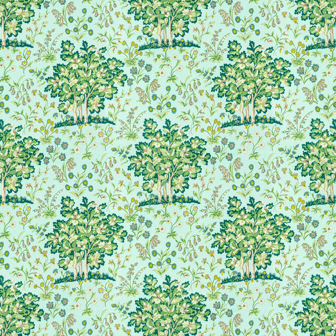Bassett Mcnab Fabric 7813-49 Medieval Garden Seaglass BASSETT MCNAB SIGNATURE 100%LIN USA Horizontal: 27 and Vertical: 25.25 54 in - My Fabric Connection -