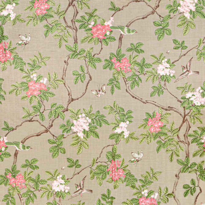 Bassett Mcnab Fabric 7814-11 Birds And Butterfly Herringbone Sandune Fabric USA </p><p>Repeat: H: 48.000, V: 49.000 48 in - My Fabric Connection -