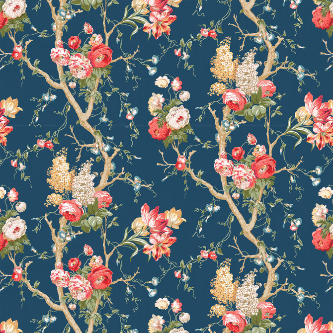 Bassett Mcnab Fabric 7816-2 Cassandra Pacific Fabric 100%LIN THAILAND </p><p>Repeat: H: 26.375, V: 34.250 52.75 in - My Fabric Connection -