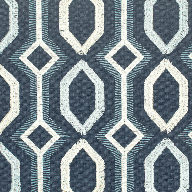 Stout Fabric Malta 1 Blue/White COLOR MY WINDOW LAKE/SEAGLASS 83%POL 11%COT 6%LIN INDIA Horizontal: 3.250 and Vertical: 3.000 54 in - My Fabric Connection -