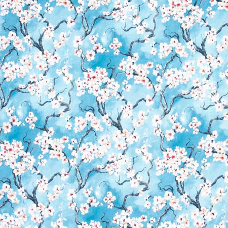Carole Fabric Cherry Blossom Azure Red Sea 100% Polyester India 50,000 Wyzenbeek Double Rubs </p><p>Repeat: 25 1/4" V, 27 3/8" H HD 56" - My Fabric Connection -