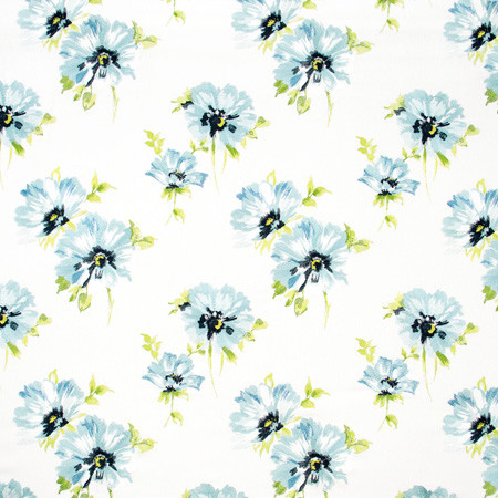 Carole Fabric Summer Bloom Aqua Blue Forest 100% Cotton India 15 3/8" V, 17 1/8" H 5075" - My Fabric Connection -