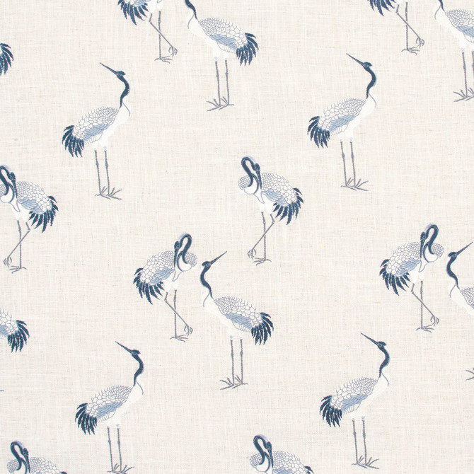 Carole Fabric Heron River Bluebird 86% Polyester, 9% Rayon, 5% Linen China Passes 73,000 Double Rubs Wyzenbeek Horizontal: 13.5 and Vertical: 15.5 54 - My Fabric Connection -