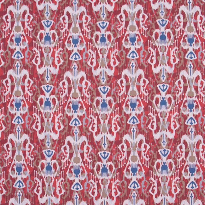 Carole Fabric Hunts Point Red Cobalt Jungle Safari 90% Cotton, 10% Linen Pakistan Passes 15,000 Double Rubs Wyzenbeek Horizontal: 9 3/4" and Vertical: 10" V 56" - My Fabric Connection -