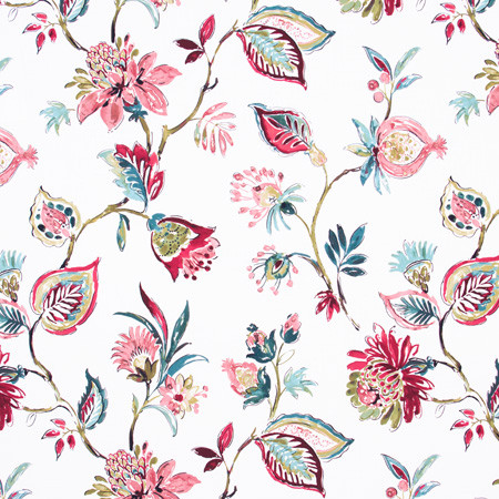 Carole Fabric Serenade Song Coral Azalea 100% Cotton Spain 27" V, 27" H 54" - My Fabric Connection -