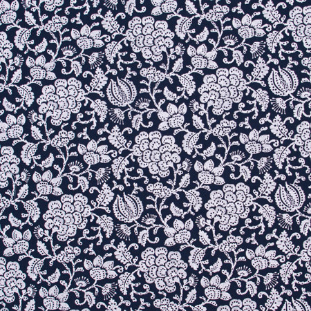Carole Fabric Simply Attractive Navy Bluebird 52% Polyester, 48% Cotton India 9 1/2" V, 13" H 52" - My Fabric Connection -