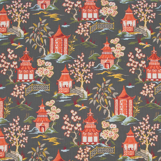Carole Fabric Toji Garden Lacquer Red Sea 100% Cotton -SR China 27,000 Wyzenbeek Double Rubs Horizontal: 27.375 and Vertical: 27 58 - My Fabric Connection -
