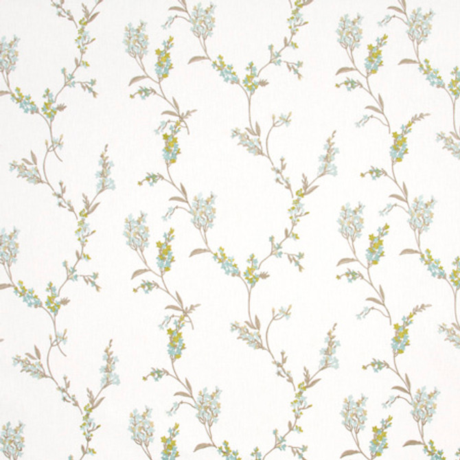 Carole Fabric Think Of Me Spring Blue Forest 50% Polyester, 50% Cotton India 15 3/8" V, 16 3/8" H 50.75" - My Fabric Connection -