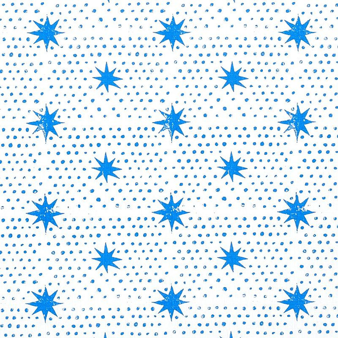 Schumacher Fabric Spot & Star Blue 179160 Molly Mahon 6.75" - My Fabric Connection -