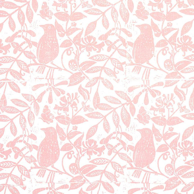 Schumacher Fabric Bird & Bee Pink 179210 Molly Mahon 54.0" - My Fabric Connection -
