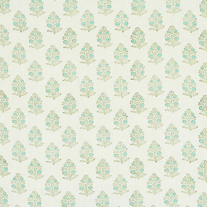 Schumacher Fabric Aditi Hand Blocked Print Green 179361 JACARANDA LINEN 100% INDIA </p><p>Repeat: Horizontal: 3" (8CM) and Vertical: 3" (8CM) 54 - My Fabric Connection -