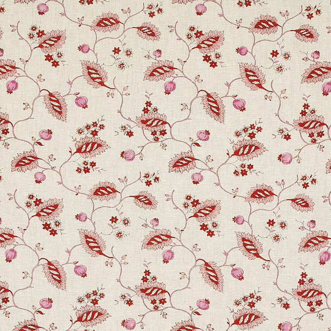 Schumacher Fabric Maryam Vine Pink & Red 179450 JACARANDA LINEN 100% UNITED KINGDOM </p><p>Repeat: Horizontal: 10 3/4" (27CM) and Vertical: 11 5/8" (30CM) 54 - My Fabric Connection -