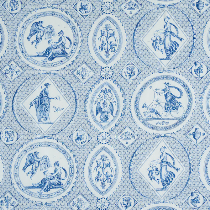 Schumacher Fabric Les Scenes Contemporaines Blue 179560 LASERSOHN TOILE COLLECTION COTTON 100% UNITED KINGDOM </p><p>Repeat: Horizontal: 38 1/2" (98CM) and Vertical: 21 3/4" (55CM) 54 - My Fabric Connection -