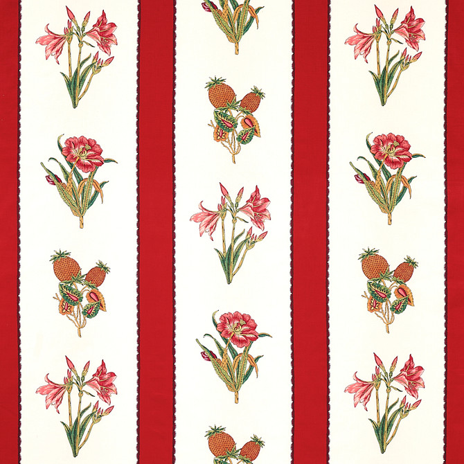 Schumacher Fabric Servilia Stripe Red 179641 SCHUMACHER CLASSICS COTTON 100% THAILAND MARTINDALE 20,000 </p><p>Repeat: Horizontal: 13 1/2" (34CM) and Vertical: 31" (79CM) 54 - My Fabric Connection -