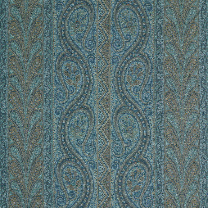 Schumacher Fabric Chatelaine Paisley Blue 50774 RIVE GAUCHE VISCOSE 65% WOOL 25% ITALY MARTINDALE 4,000 </p><p>Repeat: Horizontal: 29 1/2" (75CM) and Vertical: 17 1/8" (43CM) 59 - My Fabric Connection -