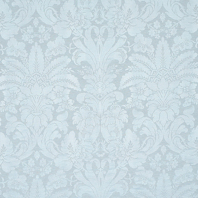 Schumacher Fabric Colette Linen/Silk Damask Chambray 69144 RHAPSODY IN BLUE LINEN 75% SILK 25% ITALY </p><p>Repeat: Horizontal: 25 1/2" (65CM) and Vertical: 27" (69CM) 51 - My Fabric Connection -