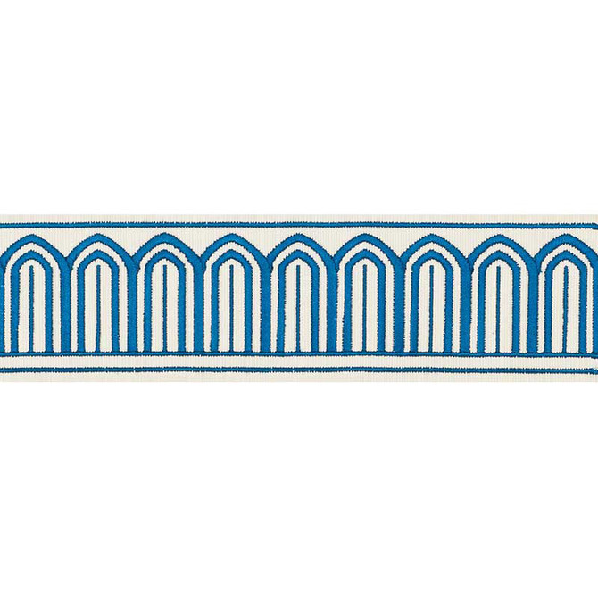 Schumacher Trim Arches Embroidered Tape Medium Peacock 70762 MILES REDD PASSEMENTERIE COTTON 84% RAYON 16% INDIA </p><p>Repeat: Horizontal: 7/8" (2CM) and Vertical: 2.125 - My Fabric Connection -
