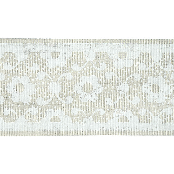 Schumacher Trim Brinda Hand Blocked Tape Ivory 79120 JACARANDA LINEN 100% INDIA </p><p>Repeat: Horizontal: and Vertical: 5" (13CM) 3.5 - My Fabric Connection -